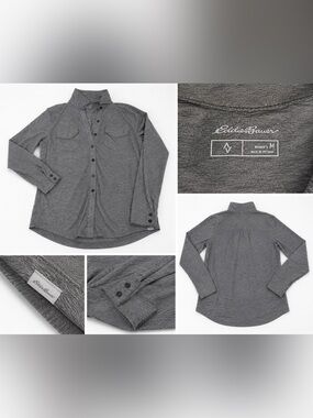 Eddie Bauer Heather Gray Long-Sleeve Button Shirt